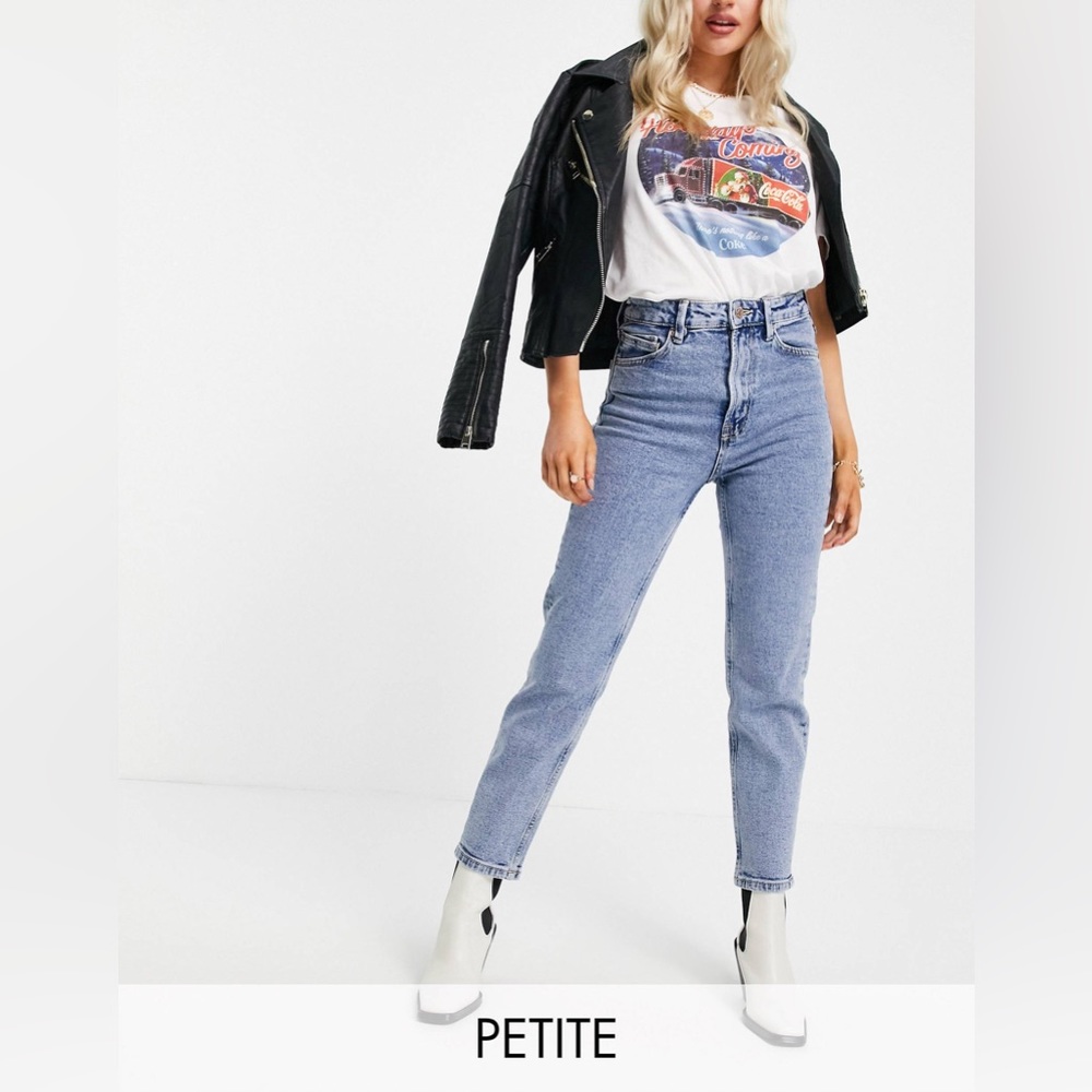 ASOS Petite High-Waist Light Blue Mom Jeans